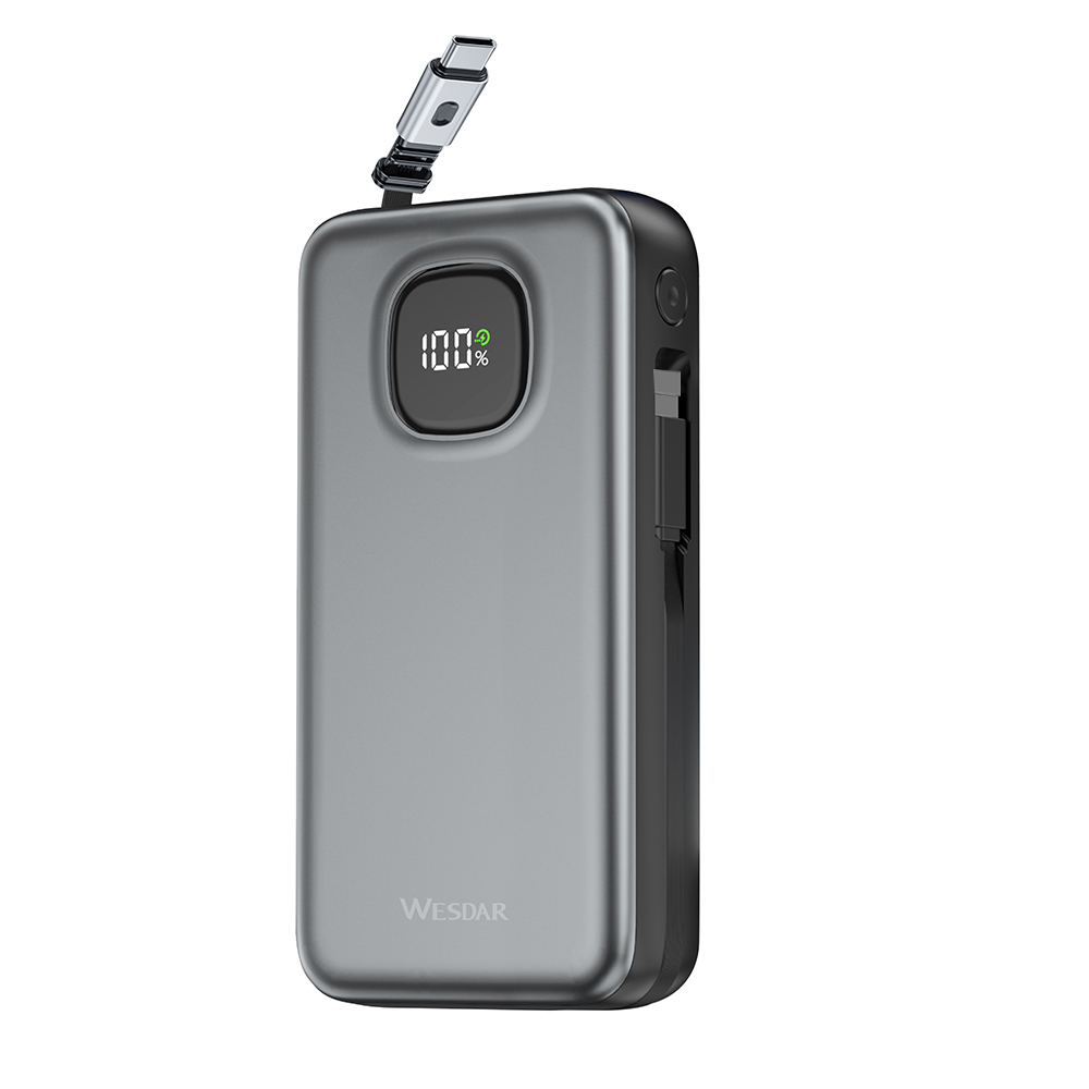 WESDAR 65W Power Bank LED Display With Retractable Cable